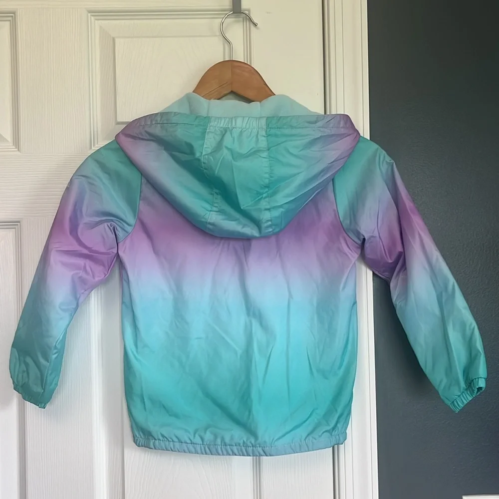OshKosh B'gosh Lined Spring Windbreaker Jacket Teal and Purple Girl’s Size M 5/6
